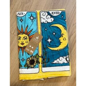 Deborah Connolly Designs Tarot Card Beach Towel Sun Moon Teal‎ Yellow 36x68 NEW